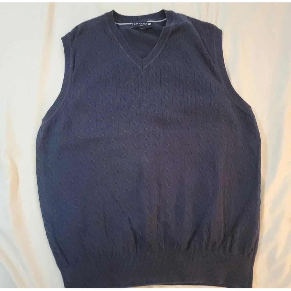Tommy Hilfiger Golf Men's Sleeveless Sweater Vest Size M Navy Blue (A20)